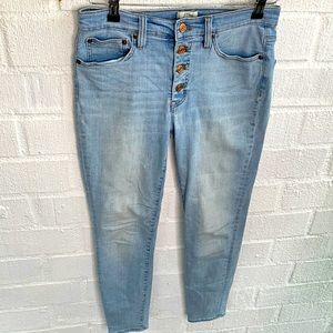 J. Crew Button Fly High Rise Toothpick Denim Skinny Jeans sz 28